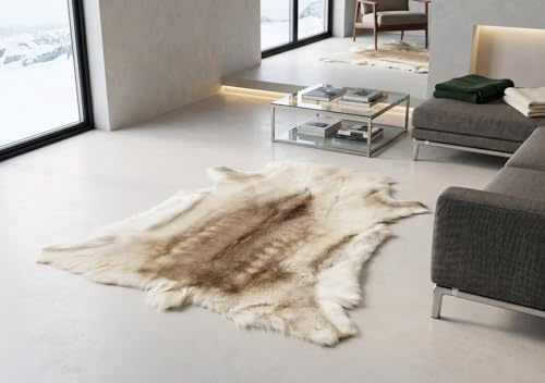 generisch Rentier Fell HELLGRAU BEIGE ca. 120 x 100 cm RENTIERFELL AUS NORWEGEN DEKO Fell VON KUHFELLE ONLINE