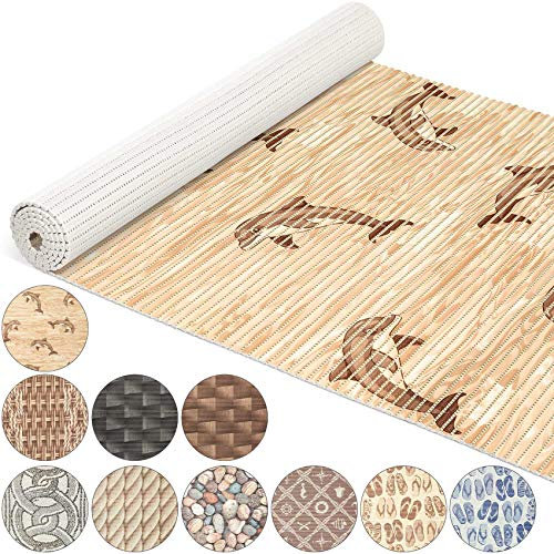 ANRO Weichschaummatte Badematte Bad Dusche WC Vorleger Teppich Antirutsch Badläufer Delfine Beige 100x65cm