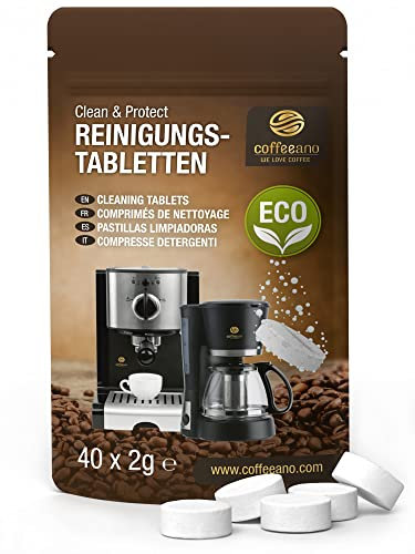 40 Pastilles de nettoyage pour Jura, Krups, Melitta, Delonghi, Siemens, Philips, Bosch, Tassimo, Nespresso, Sage, Senseo machines à café automatiques et cafetières - Coffeeano nettoyant