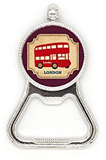 UK London Double-Decker Bus Stamp Metal Beer Bottle Cap Opener Duty Stainless Steel