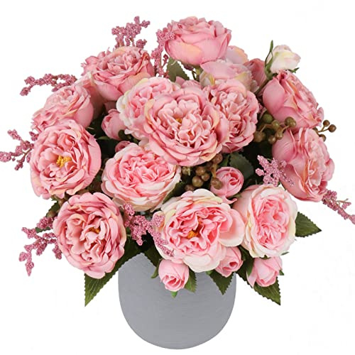 Künstliche Pfingstrosen, Seidenblumen, rosa künstliche Pfingstrosen, Blumenstrauß, 4 Bündel, Blumenarrangements für Bauernhaus, Zuhause, Boho, Hochzeit, Tischdekoration, künstliche Kunststoffblumen,