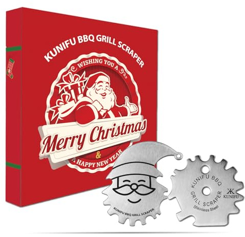 Stocking Stuffers, Ideal Gifts for Christmas, for Men, Dad, Husband, Boyfriend, Fathers Day, KUNIFU BBQ Grill Scraper, Gifts Box Sets 2PACK