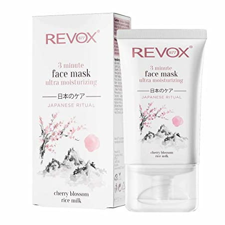 REVOX B77 - Masque Visage Routine Japonaise 3 Minutes Ultra Hydratant, 30 ml, Masque Intensif aux Algues Wakamé, Argile Rose et Fleur de Cerisier, Nourrit, Adoucit et Revitalise la Peau