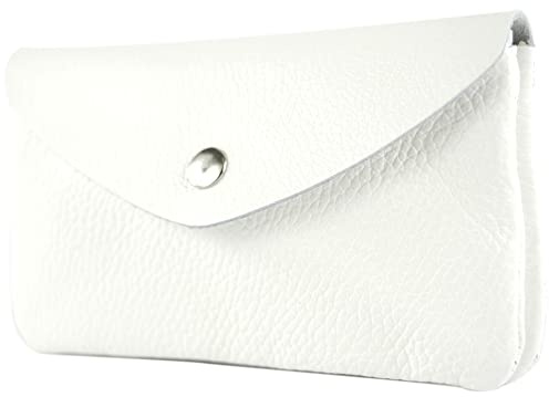 modamoda de P11 Damen Leder Geldbörse Portemonnaie Medium Handmade in Italy, Farbe:Weiß