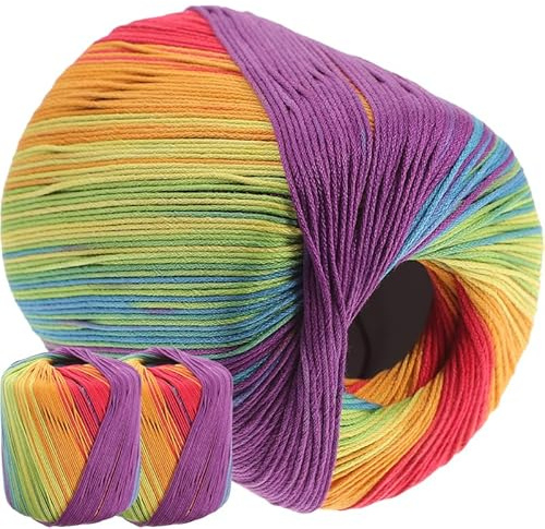 3 Stränge Regenbogen-Segment-Garn Spulen Gefärbtes Garn Baumwoll-Häkelgarn DIY für handwerkliche Projekte Pullover Mütze Schal