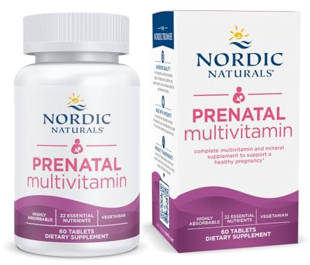 Nordic Naturals Prenatal Multivitamin, Vegetarian w/Folate, Iron, B6, 60ct
