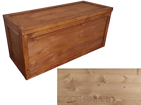 TOTAL WOOD 2012, Arcón de Madera Natural Impregnada, Modelo Samuel, Organizador con Marcos Reforzados para Interiores y Exteriores (100x40x45, Nogal Claro)