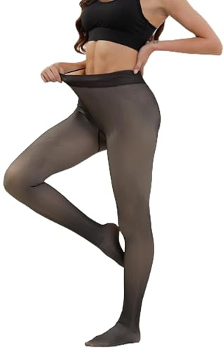 Merlvida Medias Térmicas Mujer con Interior Polar – Efecto Transparente Falso y Reductoras – Leggings Invierno Cintura Alta Talla Grande S-3XL