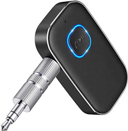COMSOON Bluetooth AUX Adapter for Car, Noise Reduction Bluetooth Receiver for Music/Hands-Free Calls, Wireless Audio Receiver for Home Stereo/Speaker, 16H Battery Life/Dual Connect (All Black)