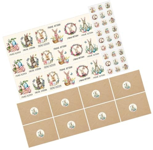 SEWACC 1satz Osterkarten Vintage Grußkarten Mit Umschlägen Und Aufklebern Für Festliche Ostergrüße Für Freunde Und Familie Nostalgisches Design Einfache Handhabung