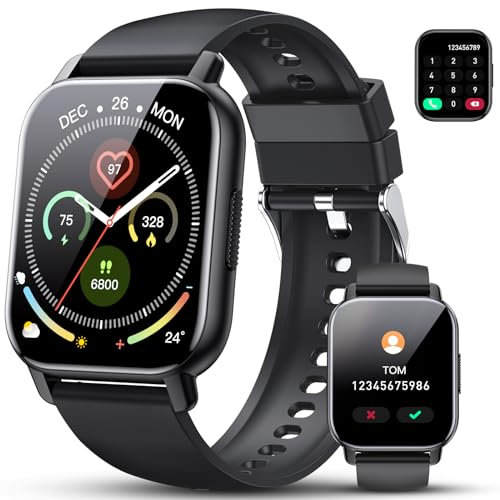 Poounur Smartwatch Uomo Donna con Effettua o Risposta Chiamate, 1.85 Orologio Digitale Cardiofrequenzimetro Sonno Contapassi, 100+ Modalità Sportivo Orologio Fitness, IP68 Smart Watch per Android iOS