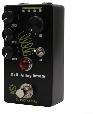 Reverb Gitarrenpedal, Moskyaudio Multi Spring Digital Reverb Gitarre Effektpedal Vintage Voiced mit 4 Modi Modulation Auswahlknopf