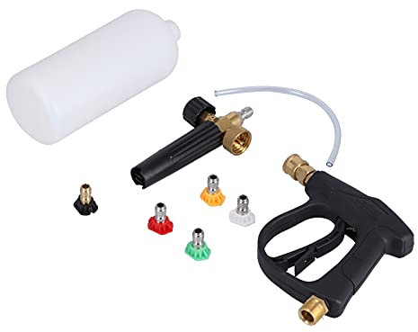 Skumspruta, Skumpistol Multifunktions Högtrycks Biltvätt Vattenpistol Jettvättpistol med 5 Munstycken Skumflaska Set M22x1,5 Mm, Handtätningspistoler