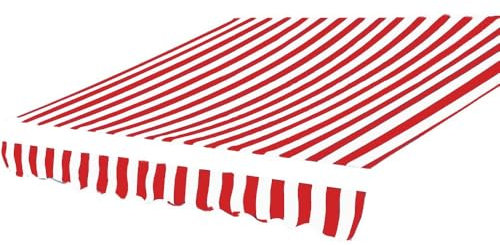 ZIUSFAC Balkonmarkise Ersatzstoff Markisenbespannung Einziehbare Markise Ersatztuch Wasserabweisend Markisentuch Sonnenschutz Stoffe - Streifen(Red,(13x10ft) 4x3)