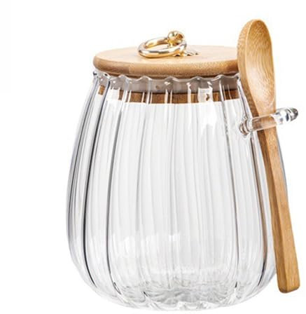 MUAMAX Glass Jar with Bamboo Lid and Spoon 700ML/24oZ,Airtight Storage Canister,Storage Jars with Metal Handle,Tea Coffee Sugar Canister,Candy Cookie Storage Container,Decorative Food Storage Cans