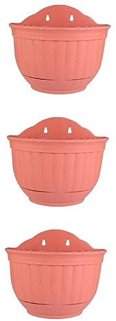 OFFSCH 3pezzi Fioriera Da Appendere Imitazione Pelle Per Giardino e Interni Con Vassoio e Gancio Decorazione Per Balcone e Ufficio Piccola