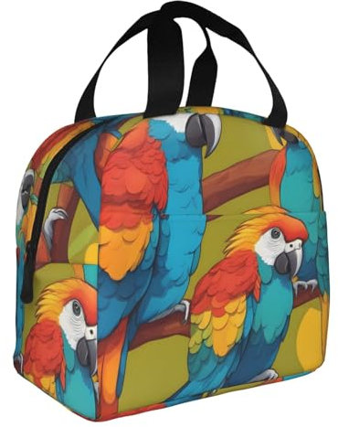 Broleo Lunchtasche mit Papageien-Aufdruck, tragbar, isoliert, tragbar, geeignet für die Arbeit