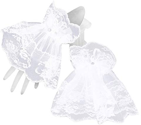 Limtula Frauen Pullover Gefälschte Ärmel Hohl Floral Geschichteten Spitze Rüschen Horn Manschetten Handgelenk Wärmer Stretch Süße Bowknot Armband