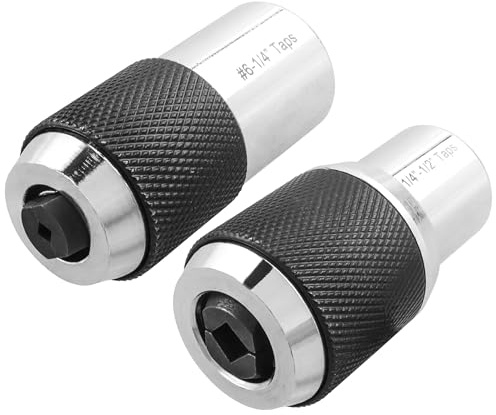 Yakamoz Adjustable Tap Socket Set - 2Pcs Tap Socket Adapters 3/8 Drive Tap Holder Tapping Socket Threading Tool for Tight Workspaces, Fits Taps #6-1/4 and 1/4-1/2