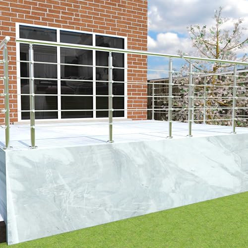 Handrails for Outdoor&Indoor, 200x106cm Length Stair Hand Rail Kit, Transitional Stainless Steel Railings with Installation Kit