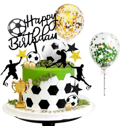 29 Stück Tortendeko Fussball, Tortenaufleger Fuss-ball Deko Geburtstag Kinder Fußball Deko Torte Kuchendeko Geburtstag, Fuss-ball Torten Deko Figuren Cake Topper Junge Party.