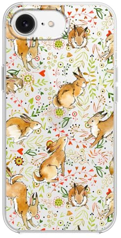 FancyCase Compatible with Cellphone Case (6.1inch)-New Floral Pattern Flexible TPU Protective Clear Case (Flower Rabbit, iPhone 16e)
