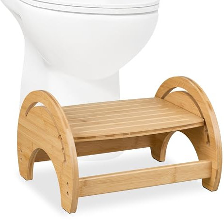 Relaxdays Toilettenhocker, verstellbar, Stuhlgang Unterstützung, WC Hocker Erwachsene, Bambus, HxBxT: 23x36x32 cm, Natur