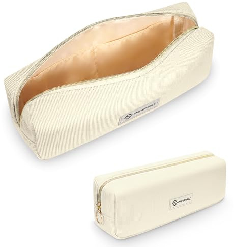 FINPAC Federmäppchen Mäppchen - Große Kapazität Federtasche Stiftetasche Schlamperbox Bleistiftbeutel Schulmäppchen für Schule Büro, Cord-Stoff Beige