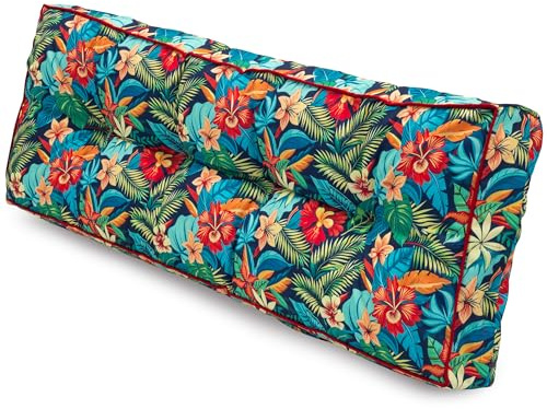 Spatium Coussins pour Palettes, Housse 100% Amovible, imperméable, Résistant aux UV, Extérieur/Intérieur, Canapé en Palettes (Coussin de Dossier 120x40, Motif de Fleur: Jungle)