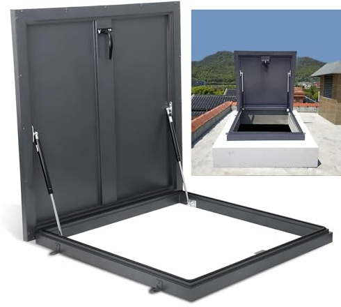 39 37 35 33 31 29 25 23 21inch Roof Hatch, Steel Anti-Theft Door Skylight Roof Skylight Roof Maintenance Hatch Cover Galvanized Powder Coated Steel Roof Hatch Deck Installation Roof Window(31x37in/78.