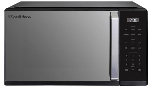 Russell Hobbs Digital Microwave in Black, 900W Power, 10 Power Levels, 6 Auto-Cook Menus, Defrost and Reheat Settings, 99-Minute Timer, Pull Handle, Touch Control Panel, Family-Size, RHMT2512B