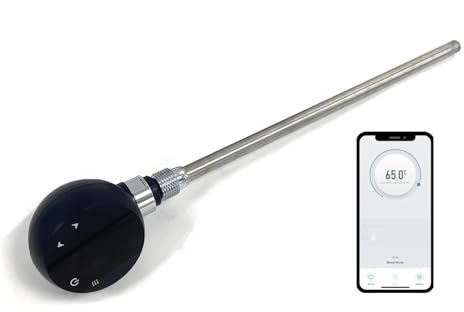 Greened House Elemento riscaldante elettrico intelligente Wifi per asciugamani e radiatori con termostato/timer touch screen LED a risparmio energetico (UE) (nero, 200w)