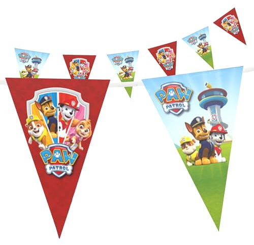 Party Factory Paw Patrol Birthday Bunting, 4-5 Metres, Colourful, Birthday Decoration, Garland as Decoration for Children's Birthday and Theme Party