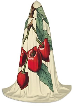 OXKGHHO Bonita capa larga con estampado de cereza roja dulce con capucha, disfraces de vampiro y Halloween, perfecta para juegos de rol y fiestas