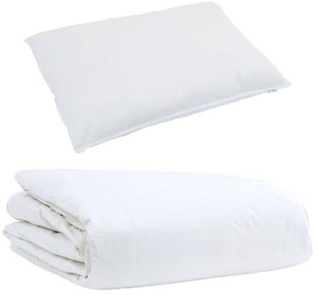vidaXL Täckeset med kudde 2 pcs Vit 155 x 200 cm Dun, Mysig sovrum, rektangulärt bomullstäcke, fjäderquilt, lyxigt mjukt kuddset, fluffigt täcke, elegant vår-bäddning