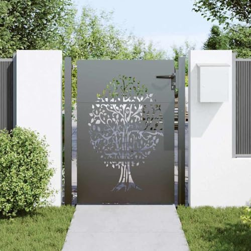 Canditree Portail de Jardin Noir en Acier, 110 x 155cm, Portillon en Métal | Portillon avec Système Verrouillable pour Terrasse Extérieur