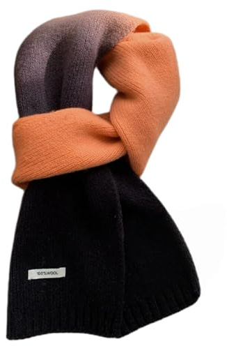 Generisch Damen Winterschal Wollschal Farbverlauf Strickschal - 100% Wolle - Weiche Warm Kaschmir Schal Herbst Winter Halswärmer Gestrickter Halsschal, 160 x 20 cm