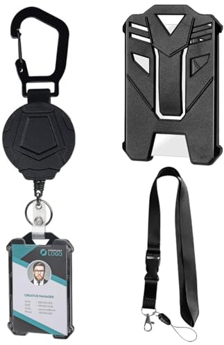 Heavy Duty Retractable Keychain,Badge Holder Retractable Clip,Tactical ID Card Holder,Credit Card Holder,Business Card Holder Detachable Lanyard Strap for Name Card for Men & Women (1)