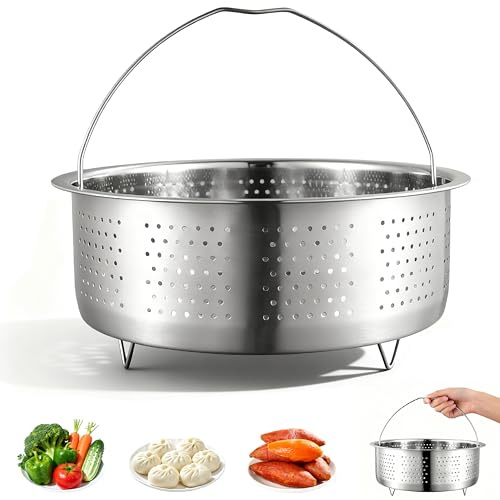 LEBOKJ Vaporera de 20 cm de acero inoxidable 304, la versátil bandeja de vapor y bandeja de vapor para ollas. Ideal como cesta de vapor en olla a presión para guisar verduras, frutas y huevos