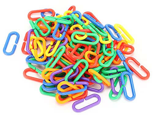 KIMISS Plastic Chain Links & C-Clips Hooks - DIY Colorful Bird Chewing Toy for Small Pets