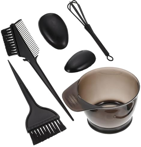 POPETPOP Hair Dyeing Kit 5pcs Set Hair Coloring Brush Tinting Bowl Comb and for Salon and Home Use Black Supplies