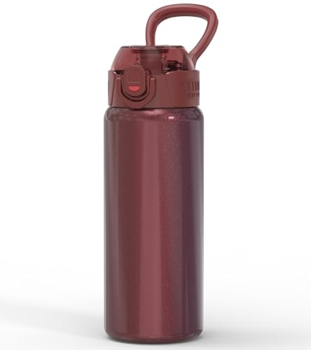 MYFOREST 700ml isolerad sportvattenflaska, luktfri kirurgisk insats, snabböppnande lock för att dricka/smutta, för daglig/resa/gym/kontor/present (Svart körsbär)