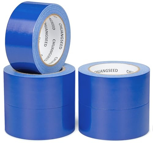 CHUANGSEED Lot de 5 rubans adhésifs en toile resistant bleu 50 mm x 27,4m, gaffer large bleu,ruban adhésif americain de réparation d'étanchéité,heavy duty duct tape blue,fixation