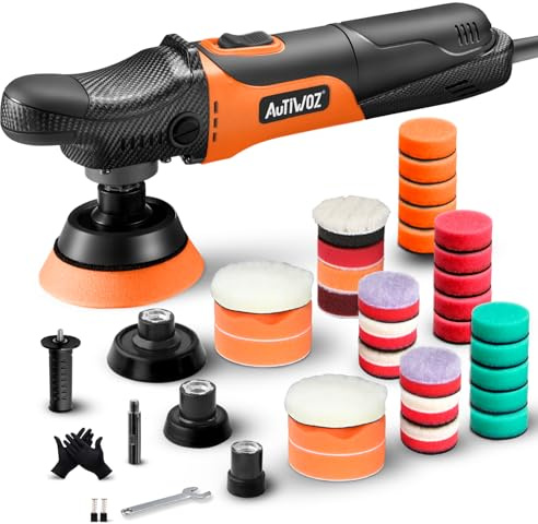 AUTIWOZ W03 Rotary Mini Car Polisher Buffer Sander Small Polishing Machine | 1inch 2inch 3inch Polishing Pads Kit for Car Floor Detailing Polish Buffing Sanding Variable 6 Speeds 2800-6800RPM