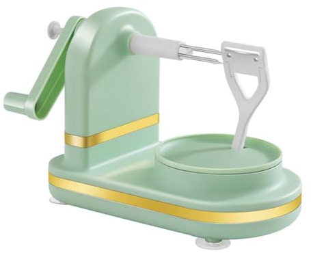 FOMIYES Pelador Manual de Frutas Portátil de Manivela, Herramienta para Pelar Manzanas y Frutas, Pelador de Cocina en Color Verde Claro, Dispositivo Práctico para Hogar y Restaurantes