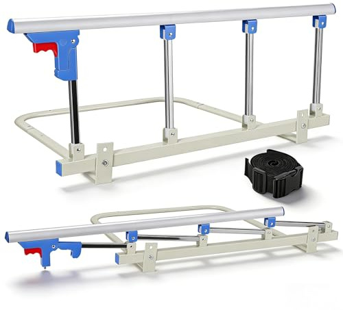 93 x 40CM Foldable Bed Rails for Elderly Adults, No Drilling Bed Side Rail