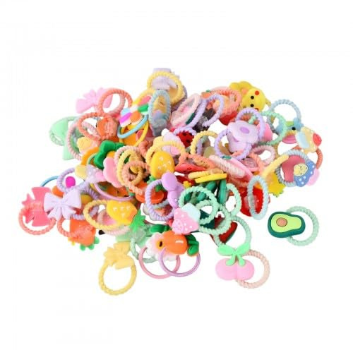 70 st hårsnoddar flickor, färgglada hårtillbehör, små hårband med rosetter, djurmotiv, blommor och frukter, flätgummi flickor, mini hårband