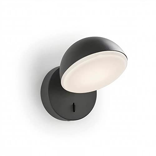 LEDS·C4 LEDS C4 Talk Aplique de Pared de Aluminio en Color Gris Urbano de 6.5W. Luz Led de Lectura para Dormitorio y Salón. Lámpara de Cabecera Moderna