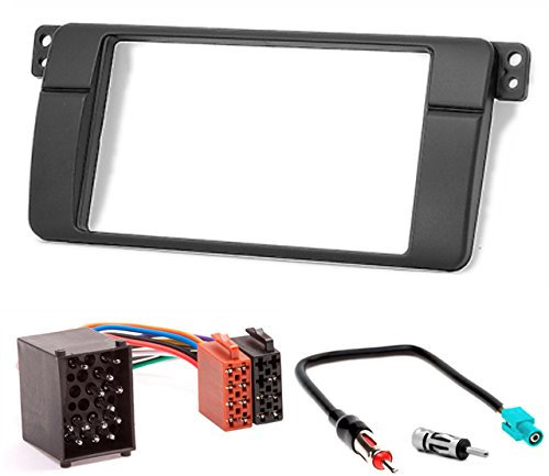 CARAV 11-498-3-67 Radioblende Car 2-DIN in Dash Installation kit Set for BMW 3-Series (E46) 1998-2005 + ISO and Antenna Adapter Cable 178 * 105 mm