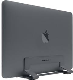Macally VCSTAND Platzsparender und stilvoller Stahlständer für MacBook, MacBook Air, MacBook Pro und jeden Laptop zwischen 1,6 cm und 1,6 cm bis 3 cm, Space Grey
